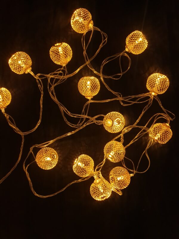 Golden Metal Ball Fairy Light, Metal Ball String Light - Fairy lights 20pcs string lights Party Wedding Decoration - Image 3